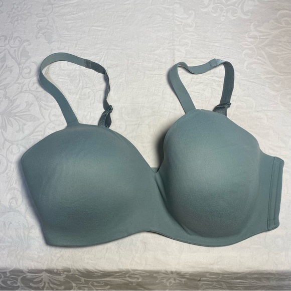 Wacoal 34DD How Perfect Wire Free T-Shirt Bra Soft Cup Wireless Baby Blue Pastel - Picture 9 of 9